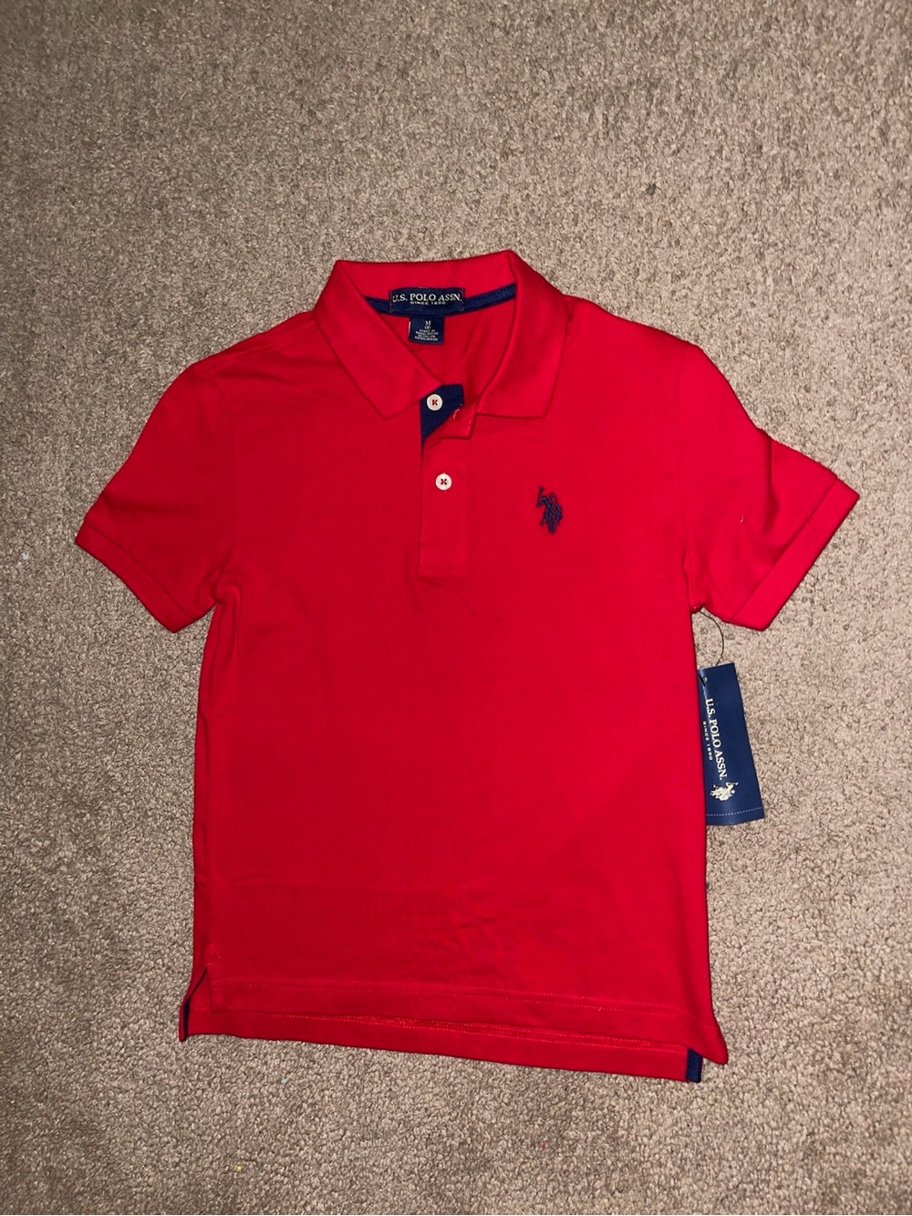 U.S. Polo Assn. Bright Red Polo with Navy Logo
